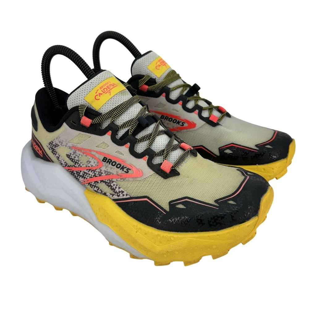 Brooks Shoes Womens Size 7.5 Caldera 7 Lunar Rock Lemon Trail Running Sneakers